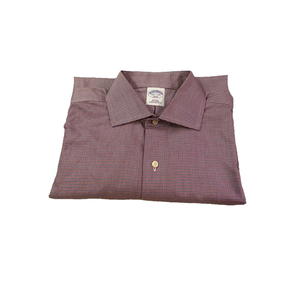 Brooks Brothers Button Up Shirt Slim Fit Houndstooth Plaid Men’s L (15.5-3.5)